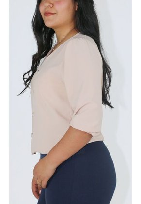 Blusa Para Mujer Manga 3/4 Beige Marca L&H Ref. 1F412647