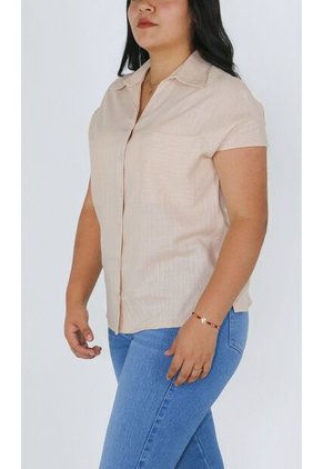 Blusa Para Mujer Manga Corta Beige Marca L&H Ref. 1F412688