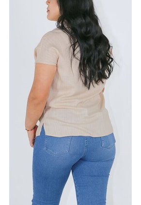 Blusa Para Mujer Manga Corta Beige Marca L&H Ref. 1F412688
