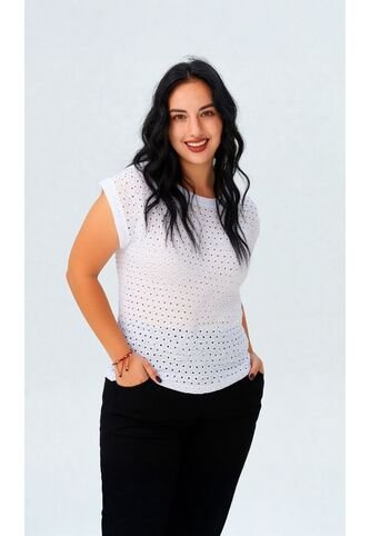Camiseta Para Mujer Manga Corta Blanco Marca L&H Ref. 2J409107 L&H