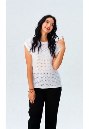 Camiseta Para Mujer Manga Corta Blanco Marca L&H Ref. 2J409107