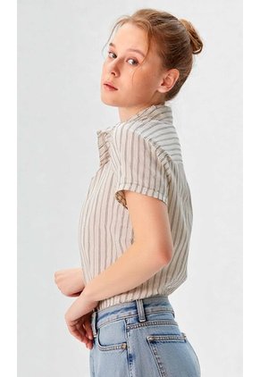 Blusa Para Mujer Manga Corta Beige Marca L&H Ref. 1F412721