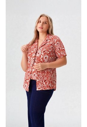 Blusa Para Mujer Manga Corta Terracota Marca L&H Ref. 2J412269
