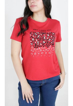Camiseta Para Mujer Manga Corta Rojo Marca L&H
