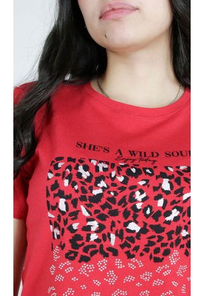 Camiseta Para Mujer Manga Corta Rojo Marca L&H