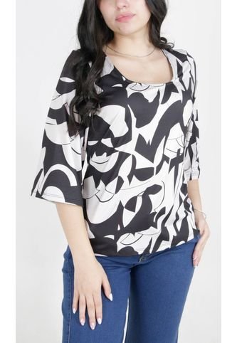 Camiseta Para Mujer Manga 3/4 Negro Marca L&H L&H