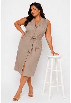 Vestido Para Mujer. Manga Sisa Taupe Marca L&H Ref. 1Y617024