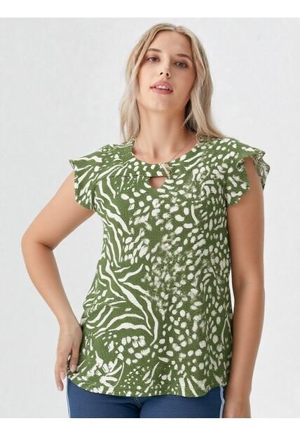 Blusa Para Mujer Manga Corta Verde Marca L&H Ref. 1F412660