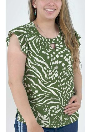 Blusa Para Mujer Manga Corta Verde Marca L&H Ref. 1F412660