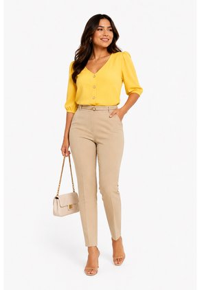 Pantalon Para Mujer Caqui Marca L&H Ref. 1T407001