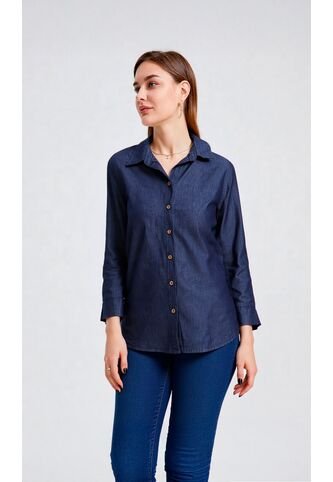 Blusa Para Mujer Manga 3/4 Azul Oscuro Marca L&H Ref. 3K412146 L&H