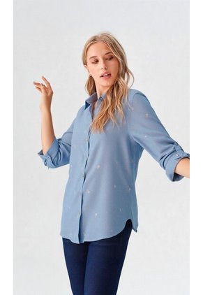 Blusa Para Mujer. Manga 3/4 Azul Marca L&H Ref. 3K612021