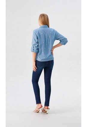 Blusa Para Mujer. Manga 3/4 Azul Marca L&H Ref. 3K612021