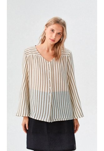 Blusa Para Mujer Manga 3/4 Cafe Marca L&H Ref. 1F412720 L&H