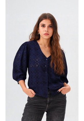 Blusa Para Mujer Manga 3/4 Azul Marca L&H Ref. 1F412689
