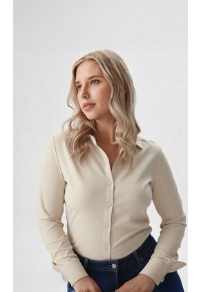 Blusa Para Mujer Manga Larga Beige Marca L&H Ref. 1F412696