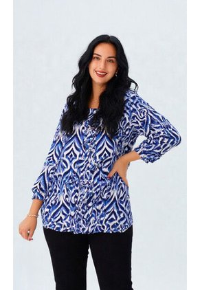 Blusa Para Mujer Manga 3/4 Azul Marca L&H Ref. 1F412690