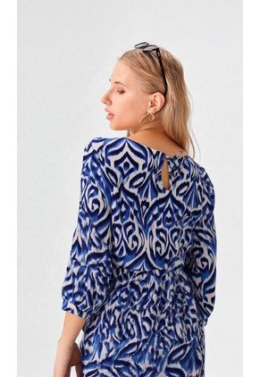 Blusa Para Mujer Manga 3/4 Azul Marca L&H Ref. 1F412690