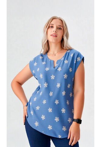 Blusa Para Mujer Manga Corta Azul Marca L&H Ref. 1F412687 L&H