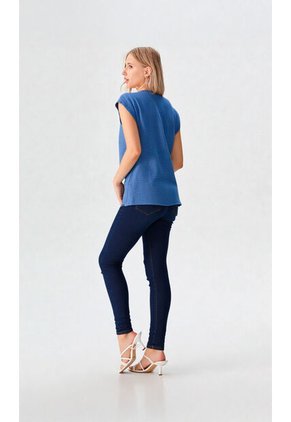 Blusa Para Mujer Manga Corta Azul Marca L&H Ref. 1F412687