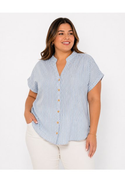 Blusa Para Mujer. Manga Corta Azul Marca L&H Ref. 1F612255