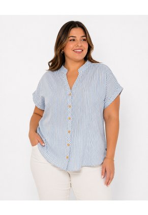 Blusa Para Mujer. Manga Corta Azul Marca L&H Ref. 1F612255