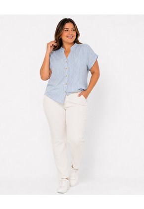 Blusa Para Mujer. Manga Corta Azul Marca L&H Ref. 1F612255