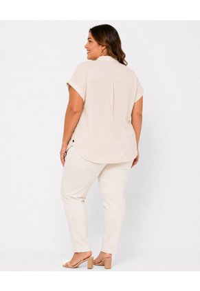 Blusa Para Mujer. Manga Corta Beige Marca L&H Ref. 1F612255