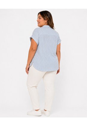 Blusa Para Mujer. Manga Corta Azul Marca L&H Ref. 1F612255
