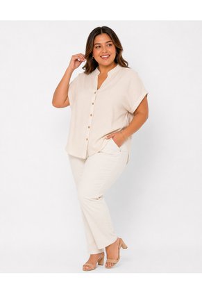 Blusa Para Mujer. Manga Corta Beige Marca L&H Ref. 1F612255