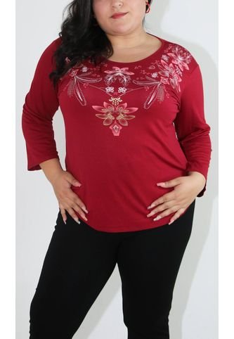 Camiseta Para Mujer. Manga 3/4 Rojo Marca L&H L&H