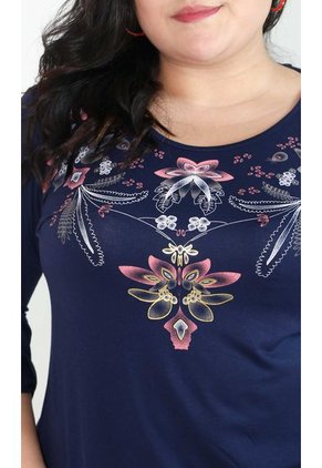 Camiseta Para Mujer. Manga 3/4 Azul Marca L&H