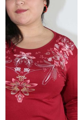 Camiseta Para Mujer. Manga 3/4 Rojo Marca L&H