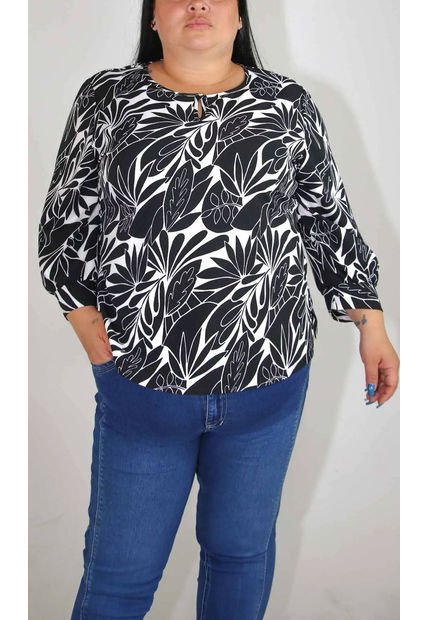 Blusa Para Mujer. Manga 3/4 Negro Marca L&H