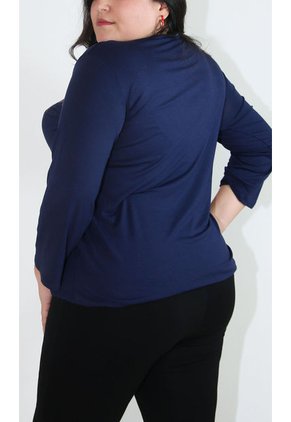 Camiseta Para Mujer. Manga 3/4 Azul Marca L&H