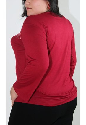 Camiseta Para Mujer. Manga 3/4 Rojo Marca L&H