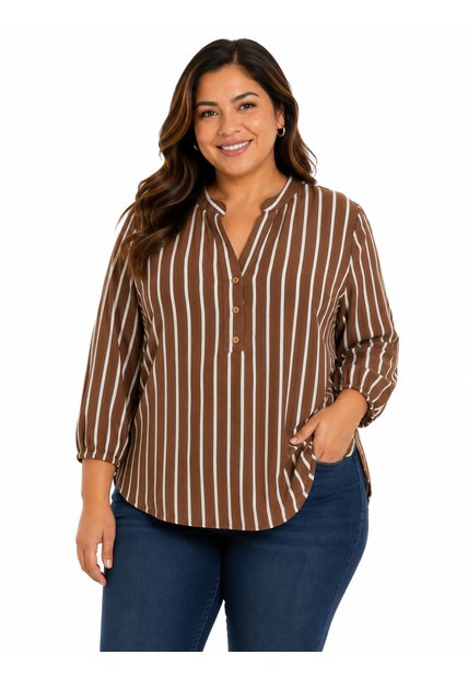 Blusa Para Mujer. Manga 3/4 Cafe Marca L&H Ref. 1F612248