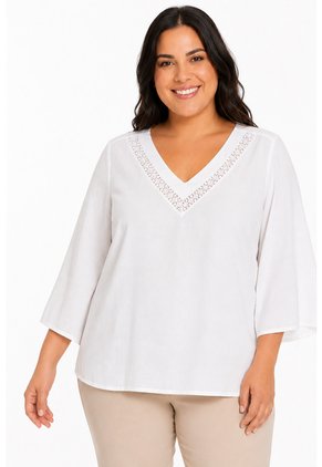Blusa Para Mujer. Manga 3/4 Blanco Marca L&H Ref. 1F612253