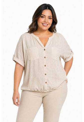 Blusa Para Mujer. Manga Corta Beige Marca L&H Ref. 1F612252 L&H