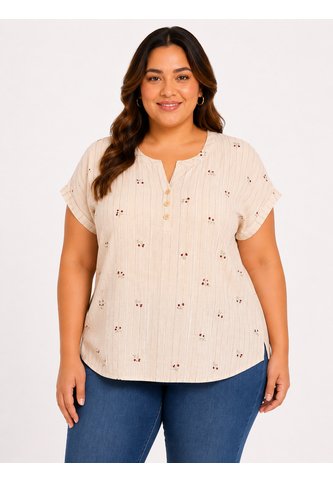Blusa Para Mujer. Manga Corta Beige Marca L&H Ref. 1F612249 L&H