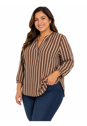 Blusa Para Mujer. Manga 3/4 Cafe Marca L&H Ref. 1F612248