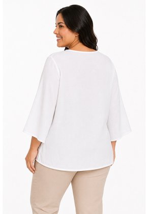 Blusa Para Mujer. Manga 3/4 Blanco Marca L&H Ref. 1F612253