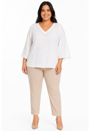 Blusa Para Mujer. Manga 3/4 Blanco Marca L&H Ref. 1F612253