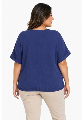 Blusa Para Mujer. Manga Corta Azul Oscuro Marca L&H Ref. 1F612252