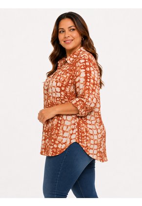 Blusa Para Mujer. Manga 3/4 Terracota Marca L&H Ref. 1F612250