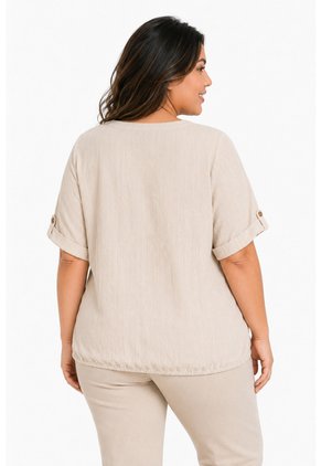 Blusa Para Mujer. Manga Corta Beige Marca L&H Ref. 1F612252