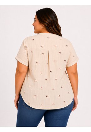 Blusa Para Mujer. Manga Corta Beige Marca L&H Ref. 1F612249