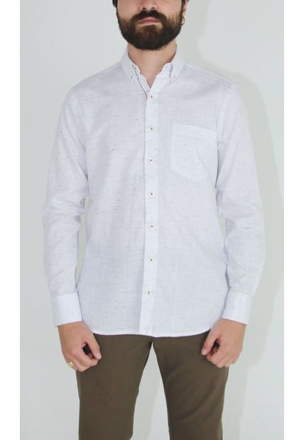 Camisa Para Hombre Manga Larga Blanco Marca L&H