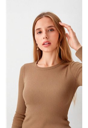 Camiseta Para Mujer Manga Larga Cafe Marca L&H Ref. 1F409527