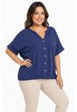 Blusa Para Mujer. Manga Corta Azul Oscuro Marca L&H Ref. 1F612252 de L&H